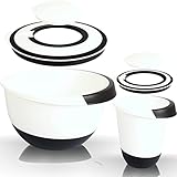 2er SET Rührschüsseln 5L + 1,5 L mit Deckel Stoppboden antirutsch aus...