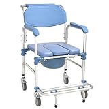 Toilettenstuhl mit Rollen Duschstuhl mit Toilette für Senioren Fahrbarer...
