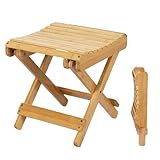Spetebo Bambus Klapp Sitzhocker eckig Natur - 28 x 28 cm - Holz Deko Hocker...