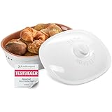 Römertopf Brottopf weiß 6,5 Liter – ovaler Brotbehälter aus natürlicher...