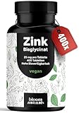 Zink Tabletten hochdosiert 25mg - 400 Tabletten hochdosiert mit Zink-Bisglycinat...