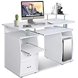 GOPLUS Computertisch, Schreibtisch Farbwahl, Bürotisch mit Tastaturauszug,...