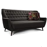 CAVADORE 3-Sitzer-Sofa Abby / Retro-Couch im Samt-Look mit Knopfheftung / 183 x...