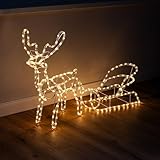 Bonetti LED Rentier mit Schlitten | 11 m Lichterschlauch | 264 Lichter | für...