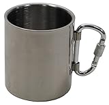 Fox Outdoor Tasse, Edelstahl, Karabiner, doppelwandig, 300 ml, Griff klappbar