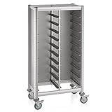 WAS 1955 245 Alu-Profile mit MDF-Seitenteilen Tablettwagen für 2 x 10 Tablett...