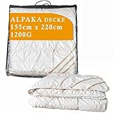 Bettdecke Alpaka Wolle Decke Steppbett Natur 155x220 Füllung 1200g Wolldecke...