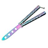 Lerkely Butterfly Trainer, Ungeschärfte Klinge Übungs Knife, Rainbow Messer,...