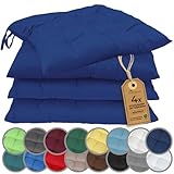 NatureMark 4er Set Stuhlkissen mit Bändern 40x40 cm – Gefüllte Sitzkissen,...