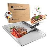 Exitoso Grillplatte 30x40cm |Plancha Grillplatte mit Grillspachtel | Grillplatte...