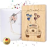 PARBOOLY - Hochzeitskarte edel aus Holz mit Umschlag, Geldgeschenk Hochzeit,...