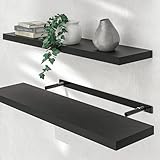 Casaria® Wandregal Holz Schwarz Regal mit Halterung 15kg Tragkraft Hängeregal...