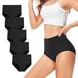 TUUHAW Unterhosen Damen Unterwäsche 5er Pack Slip Miederhose Baumwolle Hoher...