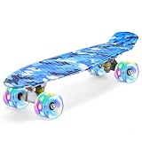 ERNAN Skateboard mit LED Rollen, Skate Tool und ABEC 7 Lager - Kinder Erwachsene...