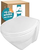 Calmwaters® Erhöhtes Wand WC spülrandlos Modern Plus mit Toilettendeckel, + 6...