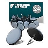 shinfly Möbelgleiter Teflon Set mit Nagel - 24 Stück Ø 25 mm Blau Runde...