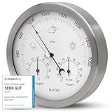 MAVORI® Wetterstation analog - 3in1 Barometer, Hygrometer & Thermometer für...