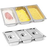 Cokaca Panierschalen Set 3-teilig mit Deckel aus Edelstahl GN 1/3 Behälter 32,5...