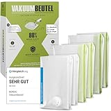 NORDIC® Vakuumbeutel 6 Stück (2M + 2L + 2XL) – BPA Frei INKL. ETIKETTEN -...