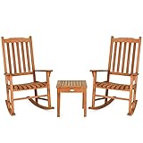 Giantex 2 Schaukelstühle aus Eukalyptusholz, 2 Schaukelstühle und 1 Couchtisch...