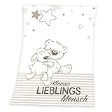 Herding Fynn Babydecke, Lieblingsmensch Motiv, 75 x 100 cm, Microfaserflausch,...