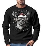 MoonWorks® Sweatshirt Herren Weihnachtspullover Aufdruck Rentier Hirsch mit...