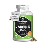L-Arginin Kapseln hochdosiert, 750 mg pro Kapsel, 360 Kapseln reines L-Arginin...