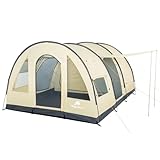 CampFeuer Zelt TunnelX für 4 Personen | Creme/Grau | Tunnelzelt mit 3...
