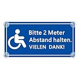 XL Rollstuhl Schild für Auto mit 4x Saugnapf 100x200mm - BITTE 2 METER ABSTAND...