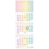 Häfft 3-Monatskalender 2024 Wandkalender mit Datumsschieber [Rainbow] Dez 2023...