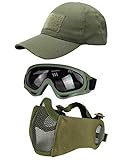 Hodeacc Taktische Airsoft-Maske, Baseballkappen-Set, verstellbare...