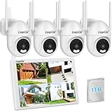 Logisaf PTZ Überwachungskamera Set mit 10'' Monitor, 5MP 10CH WLAN NVR, 4 Pcs...