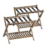 SMIBUY Gepäckablage, 2er-Set, faltbarer Kofferständer aus Bambus mit Ablage...