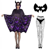 Mprocen Damen Fledermaus Kostüm, Halloween Erwachsene Umhang Kostüm Maske...