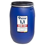 plasteo® 220 Liter Weithalsfass mit Deckel und Spannring, Lebensmittelecht...