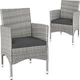 tectake® 2er Set Gartenstuhl aus Polyrattan, Gartenmöbel Set mit 2 Sessel,...