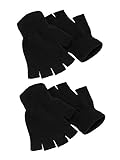 2 Paare Halbfinger Handschuhe Unisex Warme Winter Fingerlose Handschuhe für...