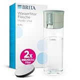 BRITA Wasserfilter Flasche Model Vital hellgrün (600ml) inkl 2 MicroDisc Filter...