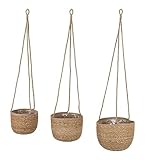 Seegras Blumenampel Natur 3er Set - 23, 20, 17 cm - Pflanztopf zum Hängen aus...