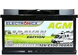 Electronicx Wohnwagen AGM Batterie 100Ah 12V - Mover Solarbatterie Camping Solar...