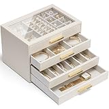 Vlando Schmuckkästchen Groß, Schmuckkasten mit 4 Ebenen, Schmuck Organizer mit...