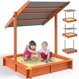 Spielwerk® Sandkasten Sami Sonnendach 120x120cm imprägniertes Holz Füllstand...