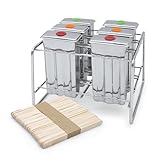 Eisformen aus Edelstahl wiederverwendbar inklusive 50 Holz Eisstiele - 6er Set -...