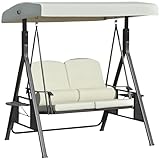 Outsunny 2-Sitzer Hollywoodschaukel Gartenschaukel mit Sonnendach Kissen Tablett...