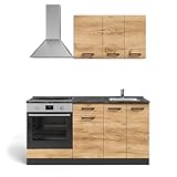 Vicco Singleküche R-Line, Goldkraft Eiche/Anthrazit, 160 cm mit...