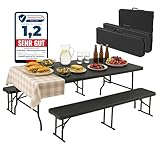 Albatros Bierzeltgarnitur 3-teilig – Tisch & 2 Bänke klappbar –...