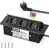 Aluminium Versenkbare Einbausteckdose, 3500W/16A/230V, 3 Fach Tischplatte...