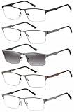 EYECEDAR 5 Stuks Lesebrille Herren Halber Rahmen Edelstahl Material Metall...