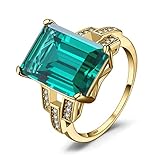 JewelryPalace 5.9ct Smaragdschliff Simulierter Smaragd Ring Damen Gold, Grün...