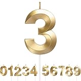 URAQT Geburtstag Zahl Kerzen, Gold Glitzer Geburtstagskerzen, Dekorative...